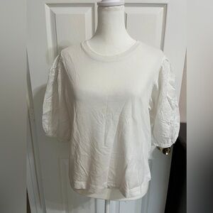 (N) Zara White Puff Sleeve Top